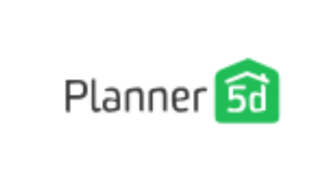 Blue house-shaped Planner5D logo for home design software